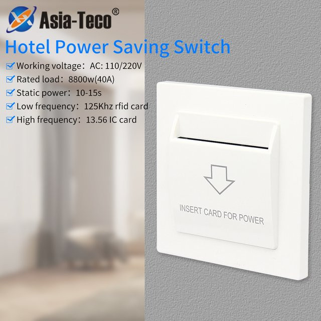 Asia-Teco Weitspannungs-Hotel-Energiesparschalter für M1/EM T5577-Karten in Schwarz oder Weiß - Bild 1