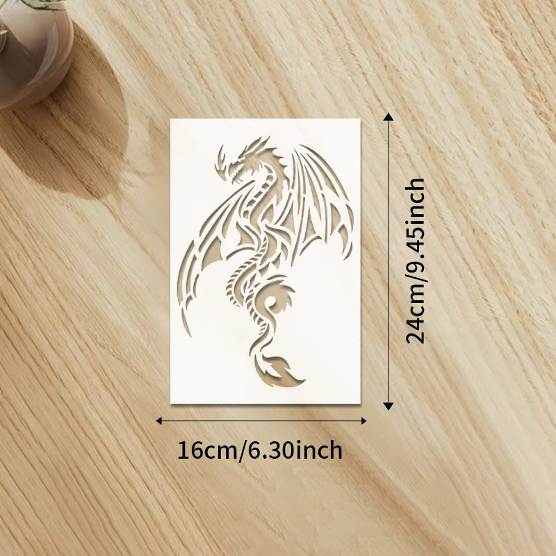 YOMDID 3er Set Drachen Zeichenvorlagen aus PET für DIY-Drachenmuster, Sprühmalerei und Graffiti-Dekoration, B: 24,0 cm, H: 16,0 cm - Bild 5