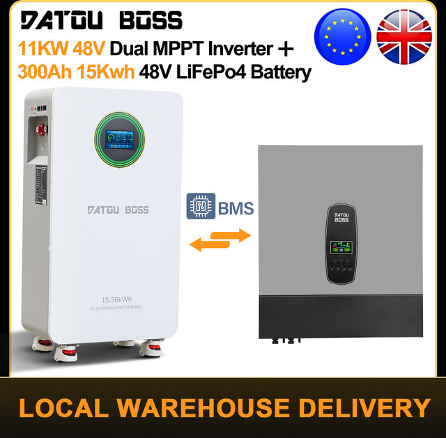 DATOUBOSS Solar-Hybrid-Wechselrichter-Kit mit 15 kWh 300 Ah 48 V LiFePO4-Batterie und 11 kW 48 V Wechselrichter für Netzautarkie, Heim-Backup und Wohnmobile - Bild 1