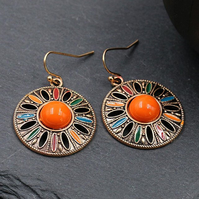 YIRAN Jewelry Ohrringe, bunte Scheiben, Damen, Orange gray - Bild 1