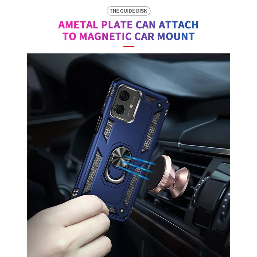 Stoßfeste Schutzhülle für Motorola Moto G54 5G mit magnetischem Metallring für die Autohalterung in Blau - Bild 3
