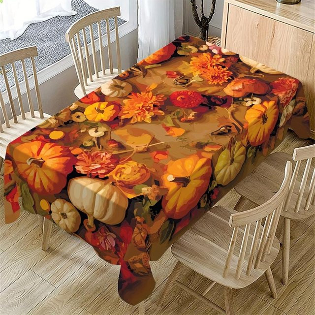 Wasserdichte und waschbare rechteckige Tischdecke mit Herbstblatt-Design von JINGYUE Pet, Mehrfarbig, B: 100 cm, L: 160 cm - Bild 1
