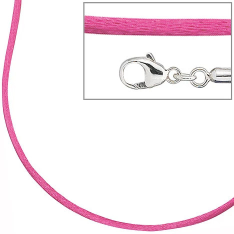 Colfem Halskette Seide, pink, 925 Silber, 42 cm, Unisex - Bild 1