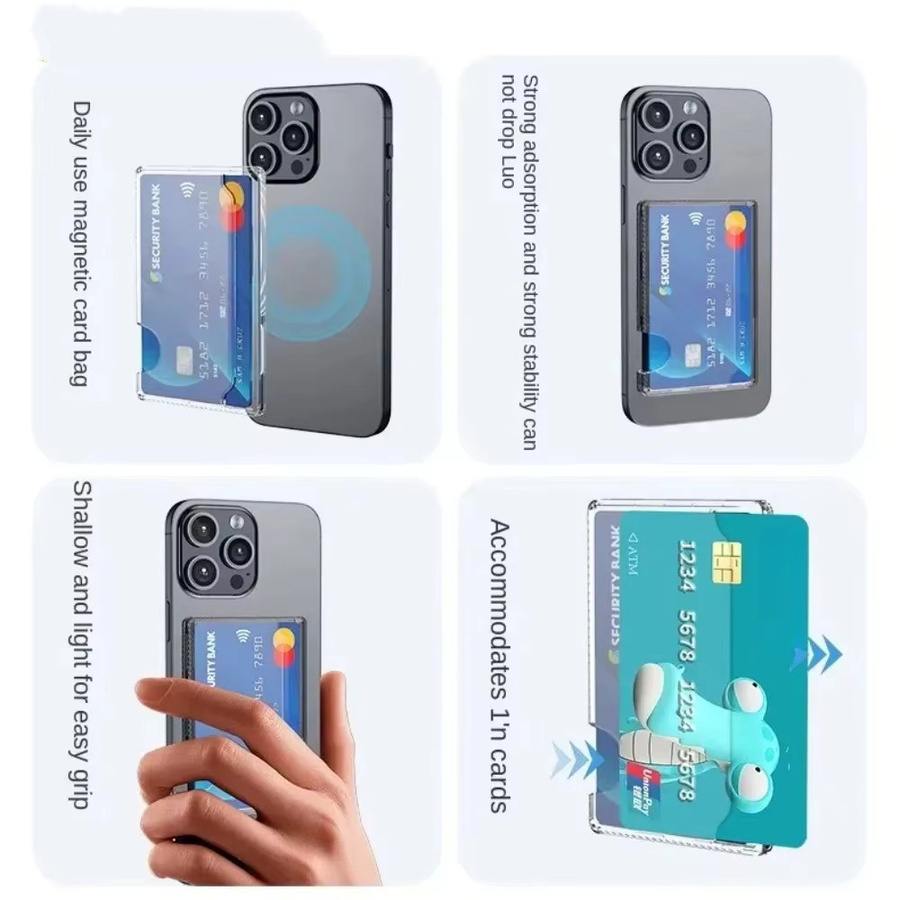 Mrgabwte Magnetische transparente Kartenhülle mit Kartenfach kompatibel mit MagSafe für iPhone und Samsung S24 Ultra - Bild 2