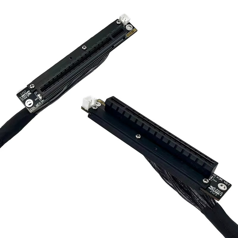 ADT-Link PCIe 5.0 x16 Dual Reverse Side Bending Grafikkarten-Verlängerungskabel in Schwarz für NVIDIA RTX50 und AMD RX79xx sowie Server und Chassis - Bild 2