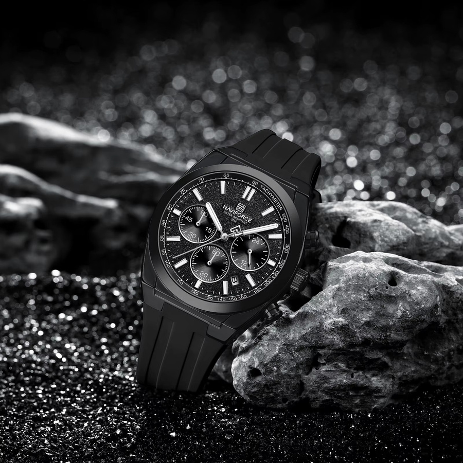 Naviforce Chronograph, Quarz, Edelstahl, Schwarz, Herren - Bild 3