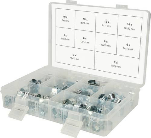 KS Tools 970.0770 Mini-Schlauchklemmen Set, 78-teilig, Silber - Bild 1