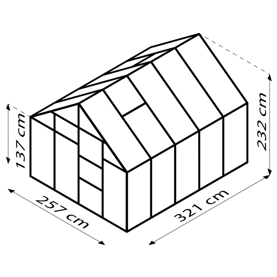 Vitavia Gewächshaus Merkur 8300 in Schwarz mit 8,3 m² Fläche, Polycarbonat-Platten und Schiebetür - Bild 2
