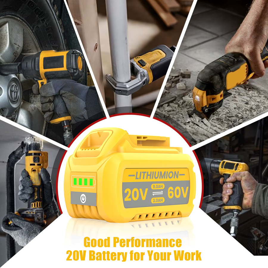 Turpow Akku kompatibel mit Dewalt DCB609, 9000 mAh, wiederaufladbarer Li-Ion Akku für 20 V/60 V, passend für DCB547-XJ, DCB200 und DCB201 - Bild 5