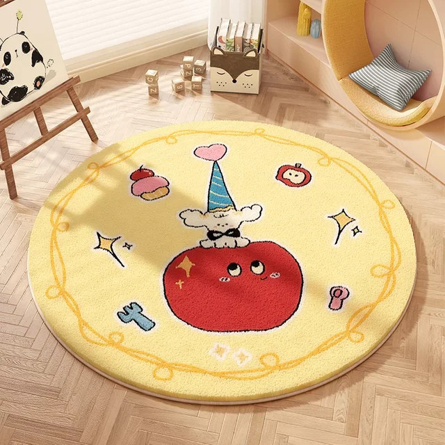 VIKAMA Rundes Kinderzimmer Teppich mit niedlichem Cartoon-Design für Mädchen und zum Lesen - Bild 1