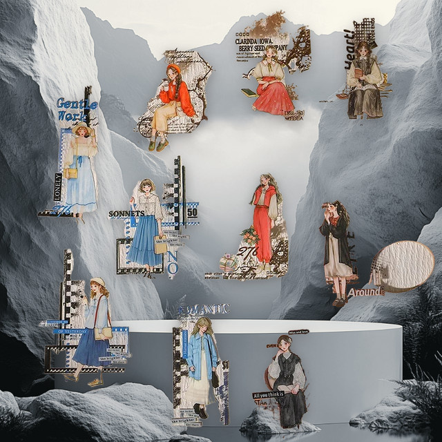 30 Stück Retro-Collage Aufkleber Trace of Figures Collection mit weiblichen Motiven in Multicolour - Bild 1