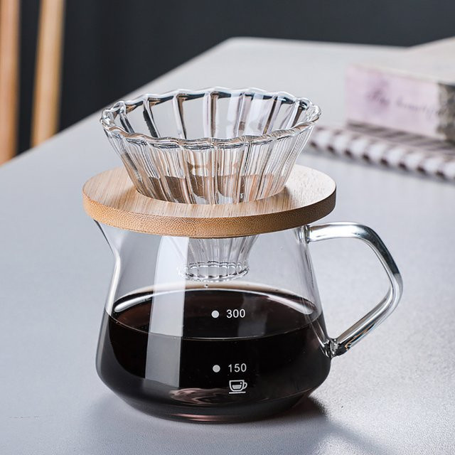 MYVIT Kaffeekanne aus Glas mit wiederverwendbarem Filter, 300 ml, transparent - Bild 1