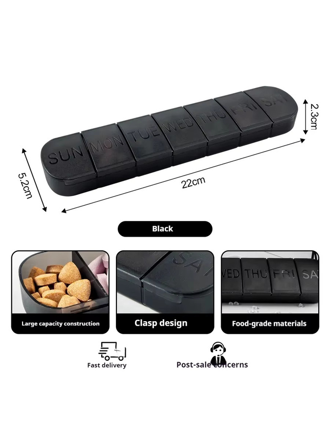 AiQUE Pillendose, 7-Gitter, Unisex, grün, schwarz - Bild 5