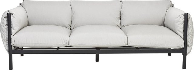 Beliani Gartensofa modern in Grau und Schwarz mit UV-beständigen Polstern aus Aluminium und Polyester, Höhe: 80 cm, Breite: 211 cm, Tiefe: 96 cm - Bild 1