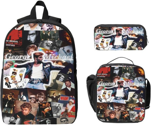George Michael Cool 3-teiliges Schultaschen-Set für Kinder mit Rucksack, Federmäppchen und Brotdose in Schwarz und Multicolour - Bild 1