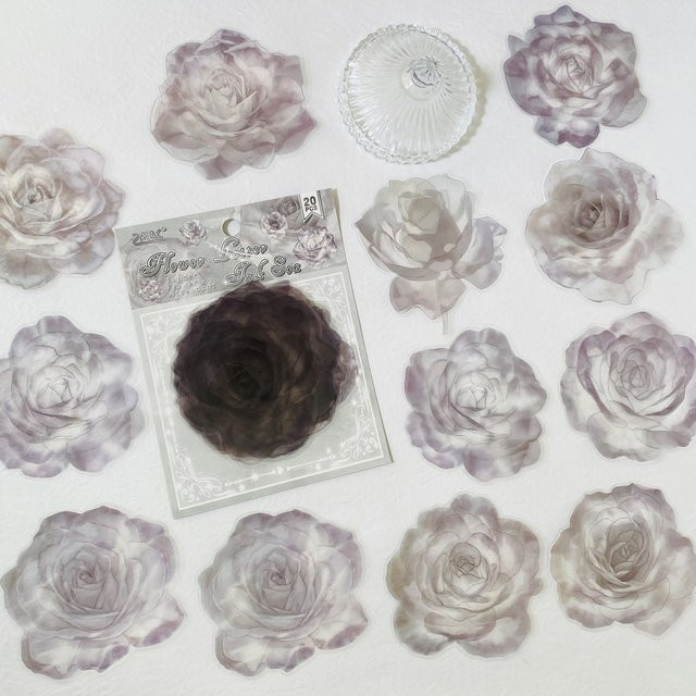 20 Stück Vintage Scrapbook-Aufkleber im Aquarell-Blumen-Design, Mehrfarbig - Bild 1