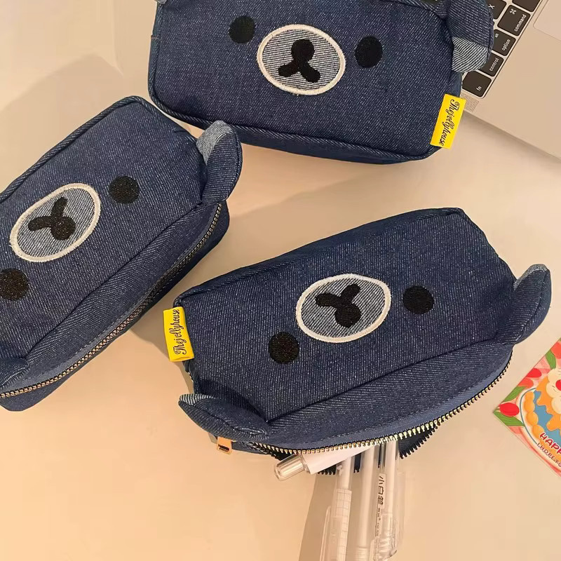 Rilakkuma Cowboy Canvas Limited Edition Stifttasche und Make-up-Tasche in Braun und Blau - Bild 3