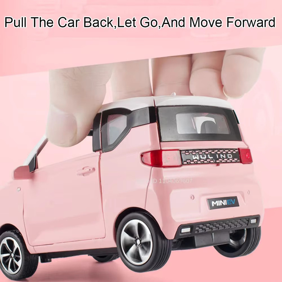 MAKEDA WuLing HongGuang Mini EV-Autos, Spielzeugmodelle, Maßstab 1:24, Legierung, mit Licht und Sound - Bild 2