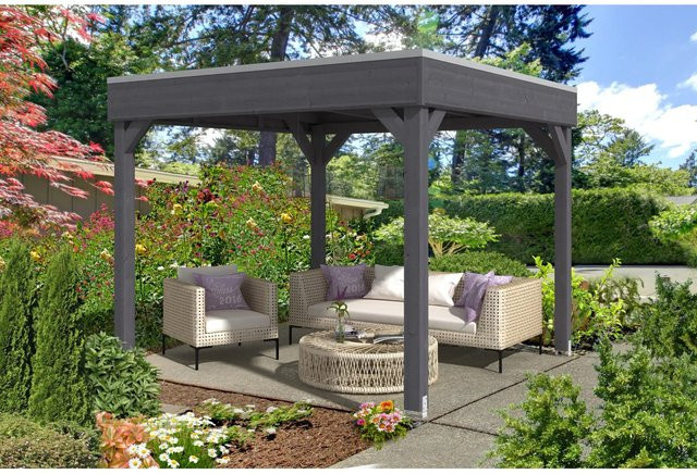 Skan Holz Pavillon Toulouse aus Fichtenholz in Grau, B/T/H: 294 x 294 x 244 cm - Bild 1