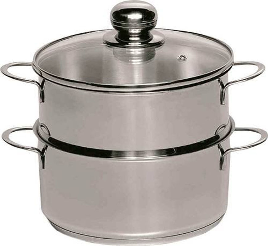 Karl Krüger Kartoffeldämpfer aus Edelstahl mit Glasdeckel und Ausgießer, Silber, Durchmesser: 16 cm - Bild 2
