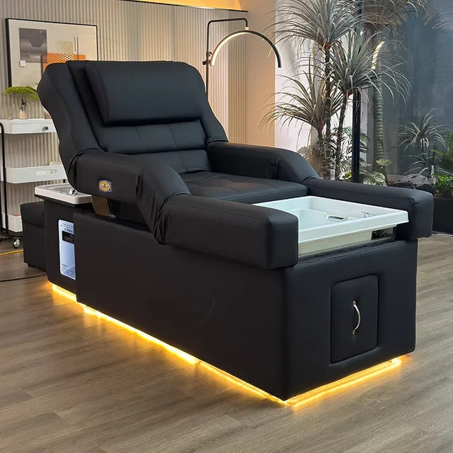 Verstellbares FULANG Shampoo Bett in Grün für professionelle Salon-Anwendungen und Spa-Behandlungen - Bild 1