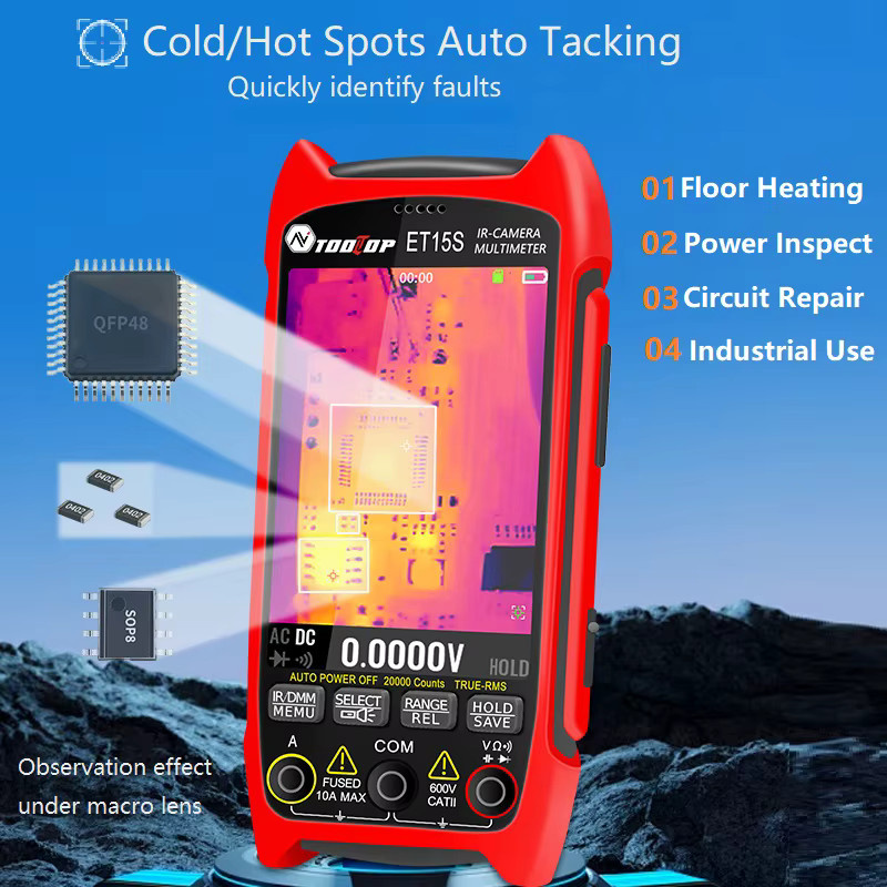 TOOLTOP ET15S Wärmebildkamera Multimeter mit 256x192 Auflösung und PC-Datenspeicherung in Rot - Bild 3