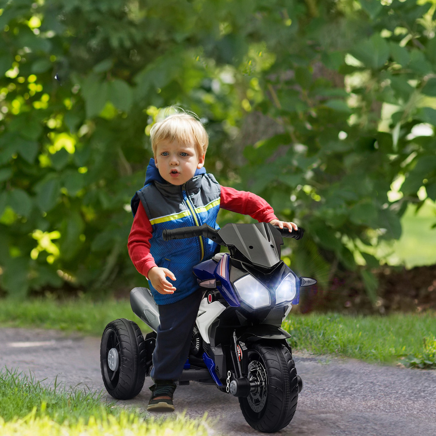 HOMCOM Elektro Kindermotorrad mit Musik und Scheinwerfer Blau Weiß - Bild 2