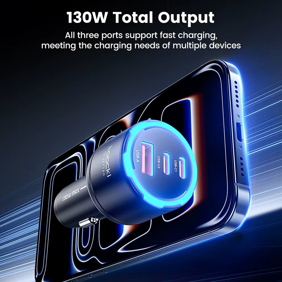 Toocki 130W Autoladegerät mit PD 100W PPS SFC2.0 und USB-C, Schwarz - Bild 2