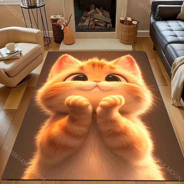 UQIDEHOME Bereichsteppich mit Katzenmuster in Mehrfarbig, Rechteck, B/B: 60 x 40 cm - Bild 1