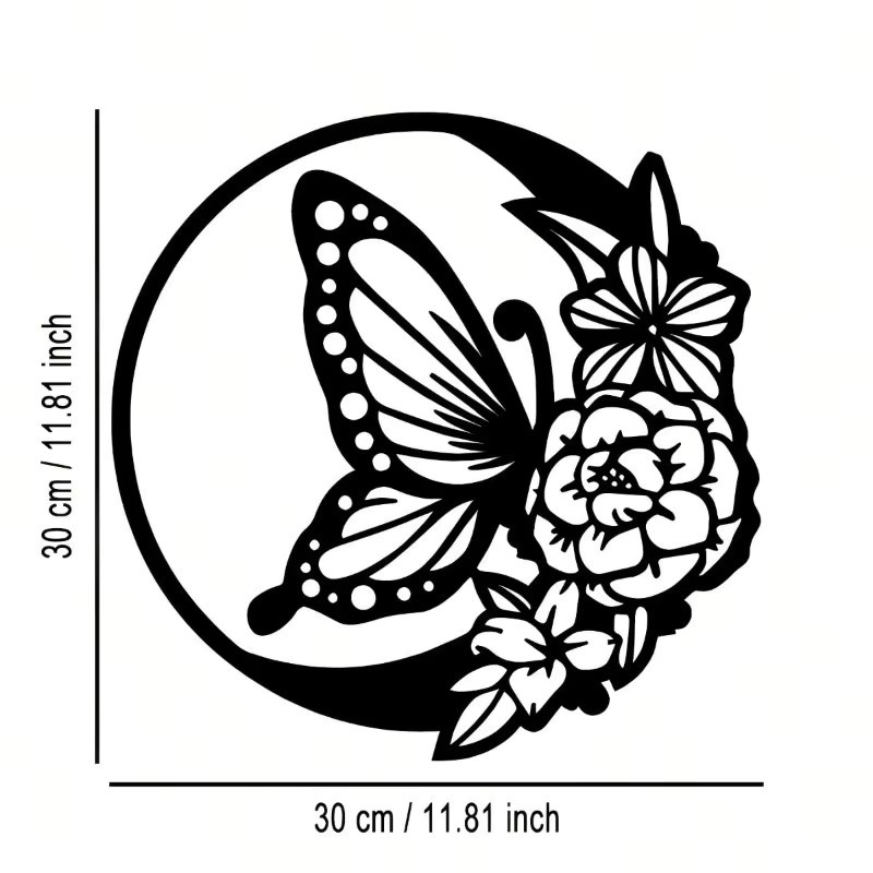 CIFBUY Vintage Metall-Schmetterling Wandkunst als dekorative Eisen-Insektenskulptur in Schwarz - Bild 2