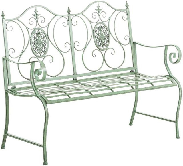 TPFGarden Gartenbank Puncho in Antik-Grün mit Armlehnen im Art-Nouveau-Stil aus pulverbeschichtetem Stahl - Bild 1