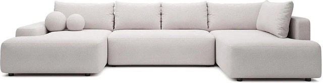 Vente-unique Schlafsofa Daviso in Beige mit L-Form und Stoffbezug, Breite: 360 cm - Bild 1