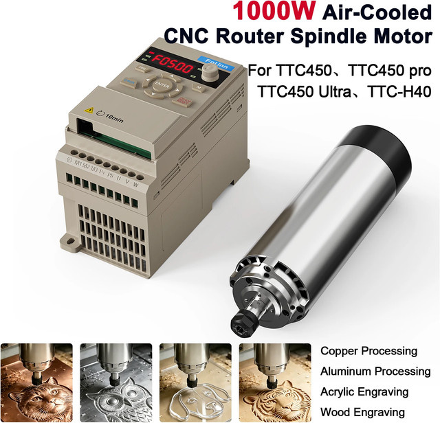 Twotrees 1000W Luftgekühlter CNC-Spindelmotor ER11 in Silber für 6050 H40 H80 450 Serie CNC-Fräsmaschinen und Graviermaschinen - Bild 1
