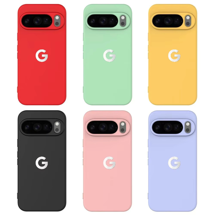 Stoßfeste Flüssigsilikonhülle mit Trageband für Google Pixel 11 10 9 8 Pro XL 10a 9a 8a in Rot und Gelb - Bild 4