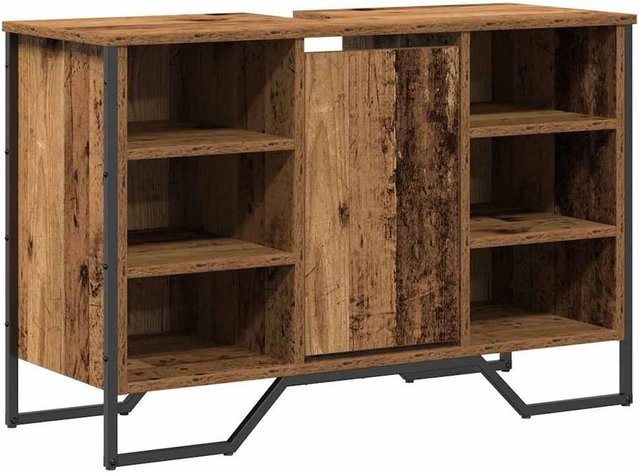 vidaXL Waschbeckenschrank aus Holzwerkstoff in Altholz-Optik, Farbe Braun, B/T/H: 91 x 35 x 60 cm - Bild 1