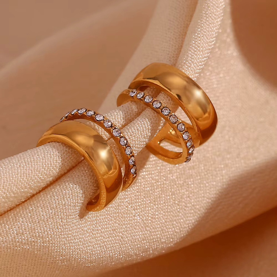 E.B.belle Ohrringe, C-förmige Ohrclip, Strass, 18 Karat vergoldet, Damen - Bild 2