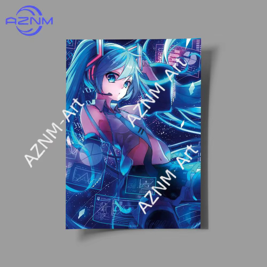 KAYOU Anime Hatsune Miku Wandposter Selbstklebender Wasserdichter Papieraufkleber in Mehrfarbig - Bild 2
