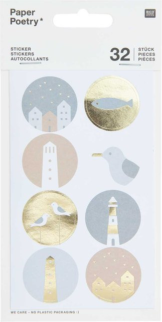 Rico Design Paper Poetry Sticker Möwen & Muscheln 4 Blatt - Bild 1