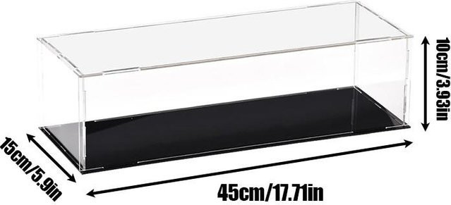 Staubdichte Acryl-Vitrine von Simple Home in Transparent und Schwarz mit Deckel zur Aufbewahrung von Sammlerstücken und Actionfiguren, B/T/H: 45 x 15 x 10 cm - Bild 1