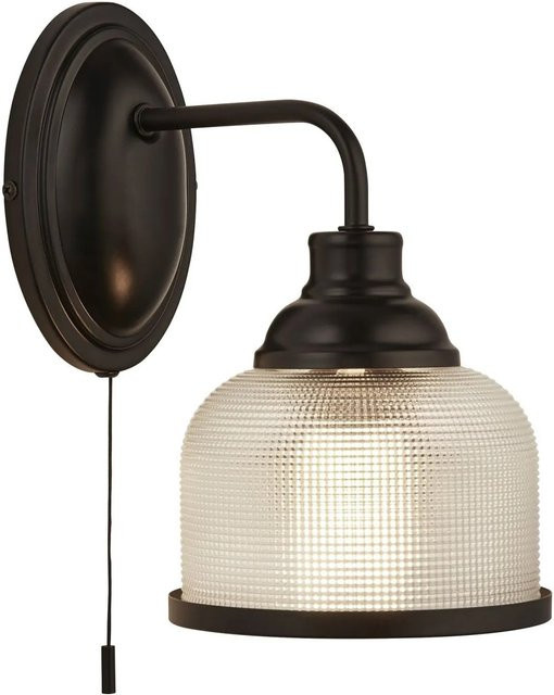Licht-Erlebnisse Wandlampe im Vintage-Stil mit Zugschalter, Schwarz, Höhe: 24,5 cm - Bild 1