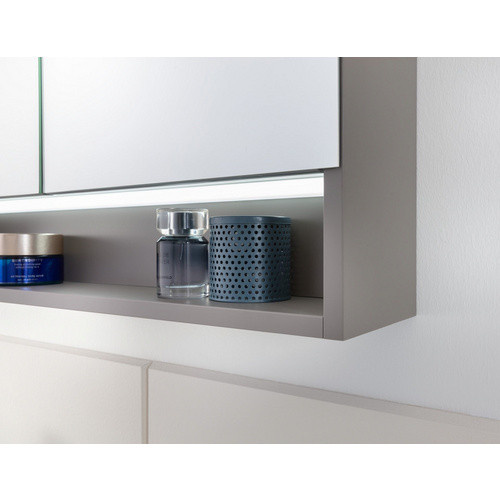 Fackelmann Badmöbel-Set B.Paris in Cubanit Grau mit Spiegelschrank, Glaswaschbecken und LED-Beleuchtung, Breite: 90,5 cm - Bild 2