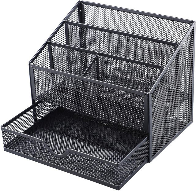 Schreibtisch Organizer aus Metallgitter von Shoemst in Grau mit Schublade für Bürobedarf - Bild 1