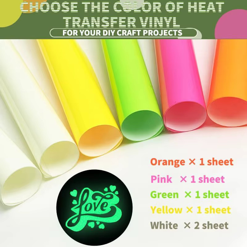3D-Puff HTV-Vinyl im Dunkeln leuchtend für Wärmepressen, fluoreszierende Farbe in Gelb und Multicolour, B: 30,5 cm, T: 25,4 cm - Bild 2