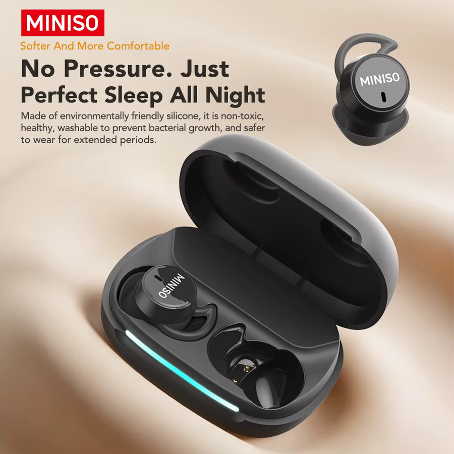 MINISO MS217 TWS Mini-Schlaf-Ohrhörer in Schwarz mit Bluetooth 6.0, KI-Übersetzer für 134 Sprachen und ENC Geräuschunterdrückung, ultraleichte In-Ear-Kopfhörer - Bild 2