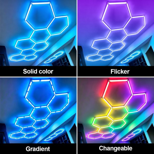 VASTFIRE Smarte RGB Waben LED-Leuchten mit Musikfunktion und Fernbedienung in Multicolour für Gaming und Wohnzimmer - Bild 1