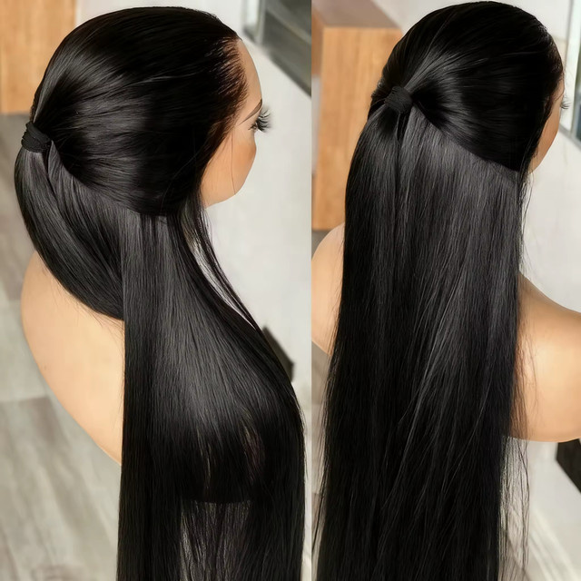 QZOQZO Echthaarperücke, 42 Zoll, HD Lace Front, gerade, Damen - Bild 1