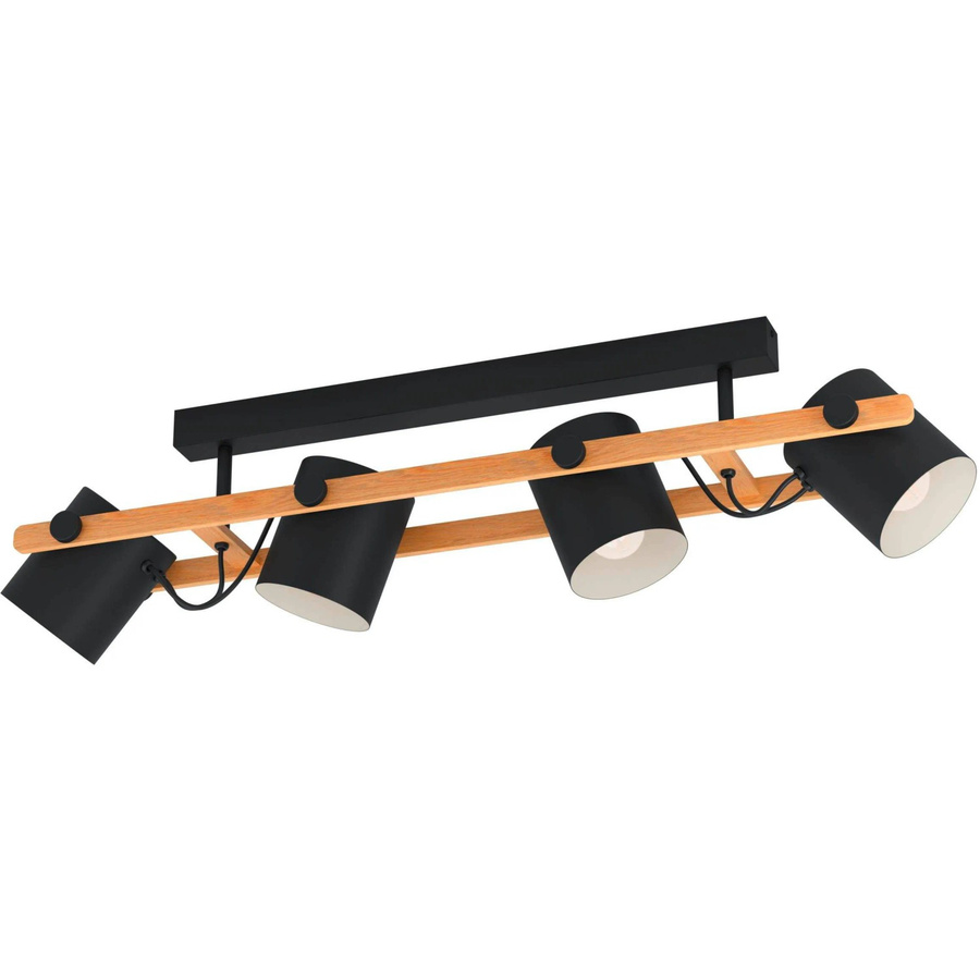 Eglo Deckenleuchte Hornwood 4-flammig in Schwarz, Beige und Braun aus Pinien-Holz und Metall mit E27 Fassung - Bild 2