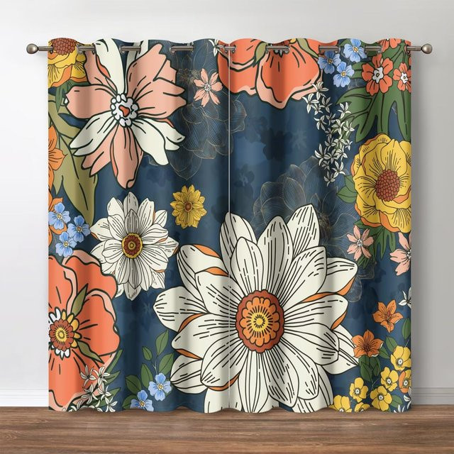 Verdunkelungsvorhang Mid Century Bohemian mit Thermoisolierung und Haken, Mehrfarbig, Breite: 55 cm, Höhe: 120 cm - Bild 1