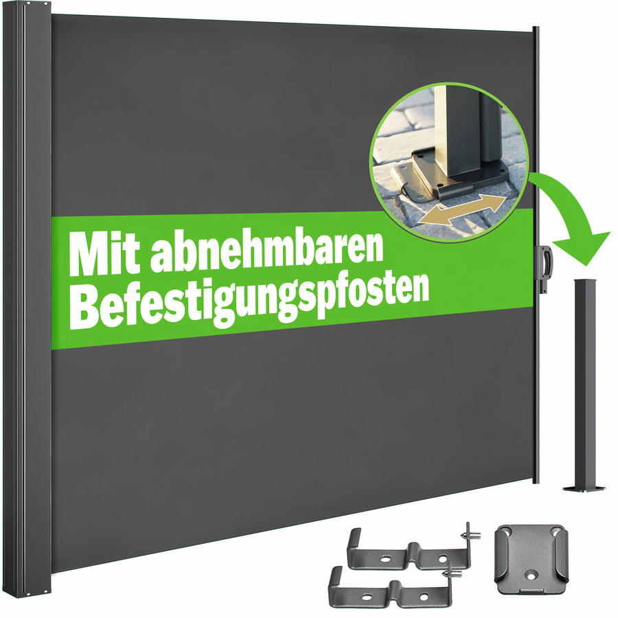 Casaria Seitenmarkise Nosara Anthrazit ausziehbar B: 300 cm, H: 180 cm - Bild 2