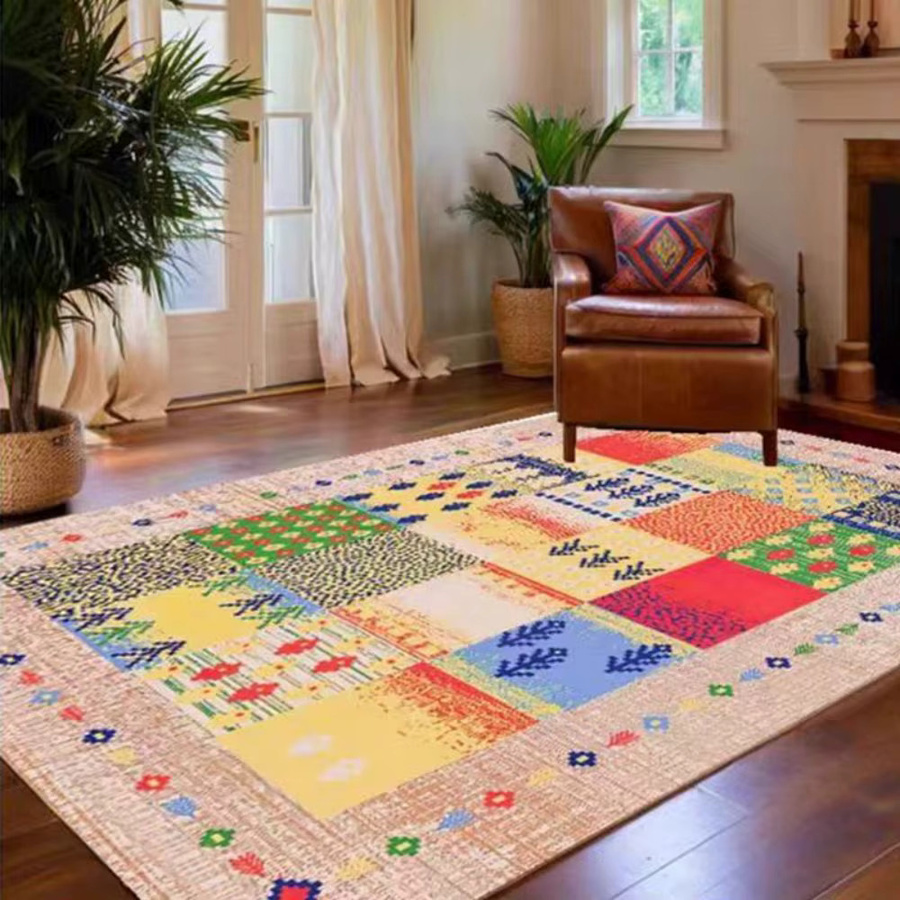 VIKAMA Vintage Teppich im französischen Stil, moderner Bodenmatte für Wohnzimmer und Schlafzimmer, Mehrfarbig, B: 160 cm, T: 80 cm - Bild 3